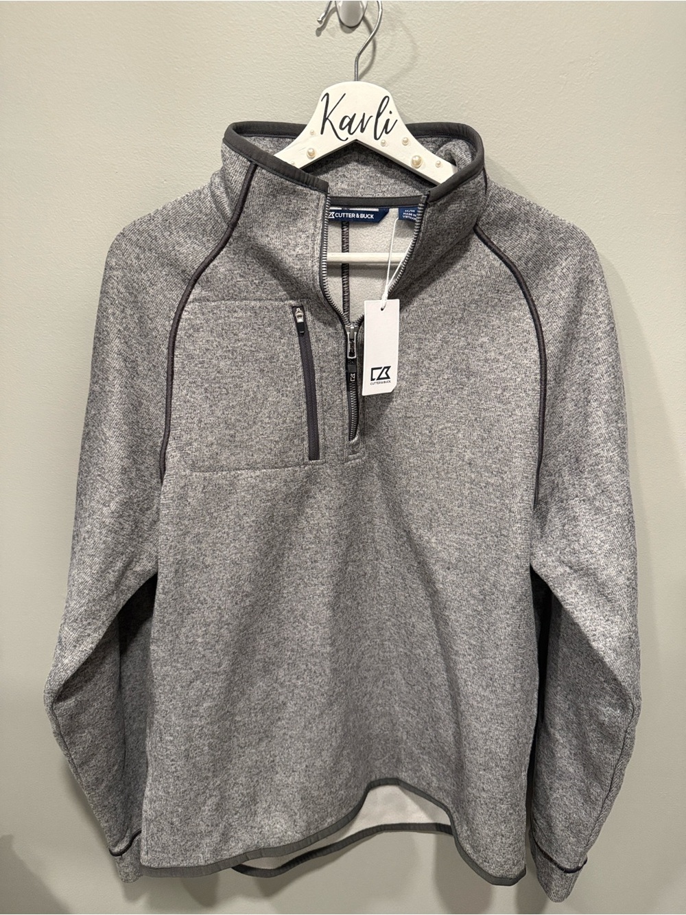 Cutter & Buck Men’s Gray Heather Half-Zip Pullover Sweater